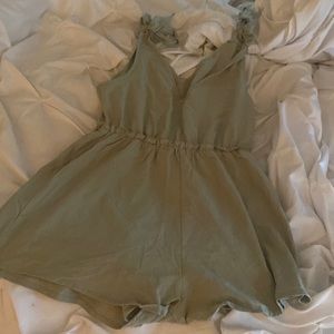 Shoulder tie romper; mint green